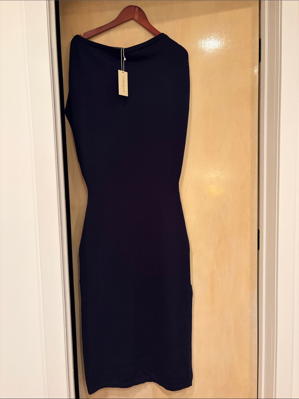 NWT Ramy brook navy asymmetric Chet wool knit maxi dress size S